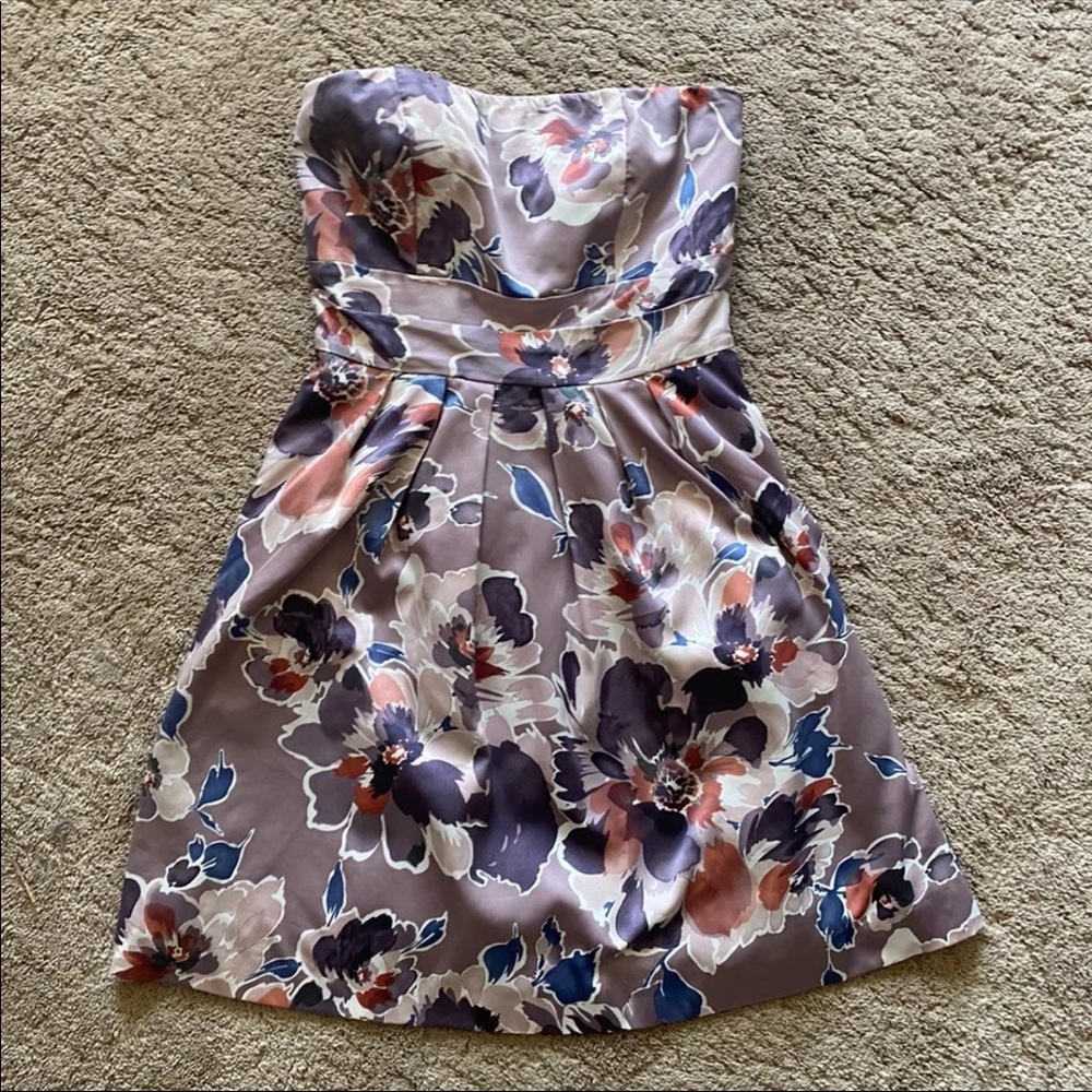 The Limited Purple Floral Strapless Mini Dress